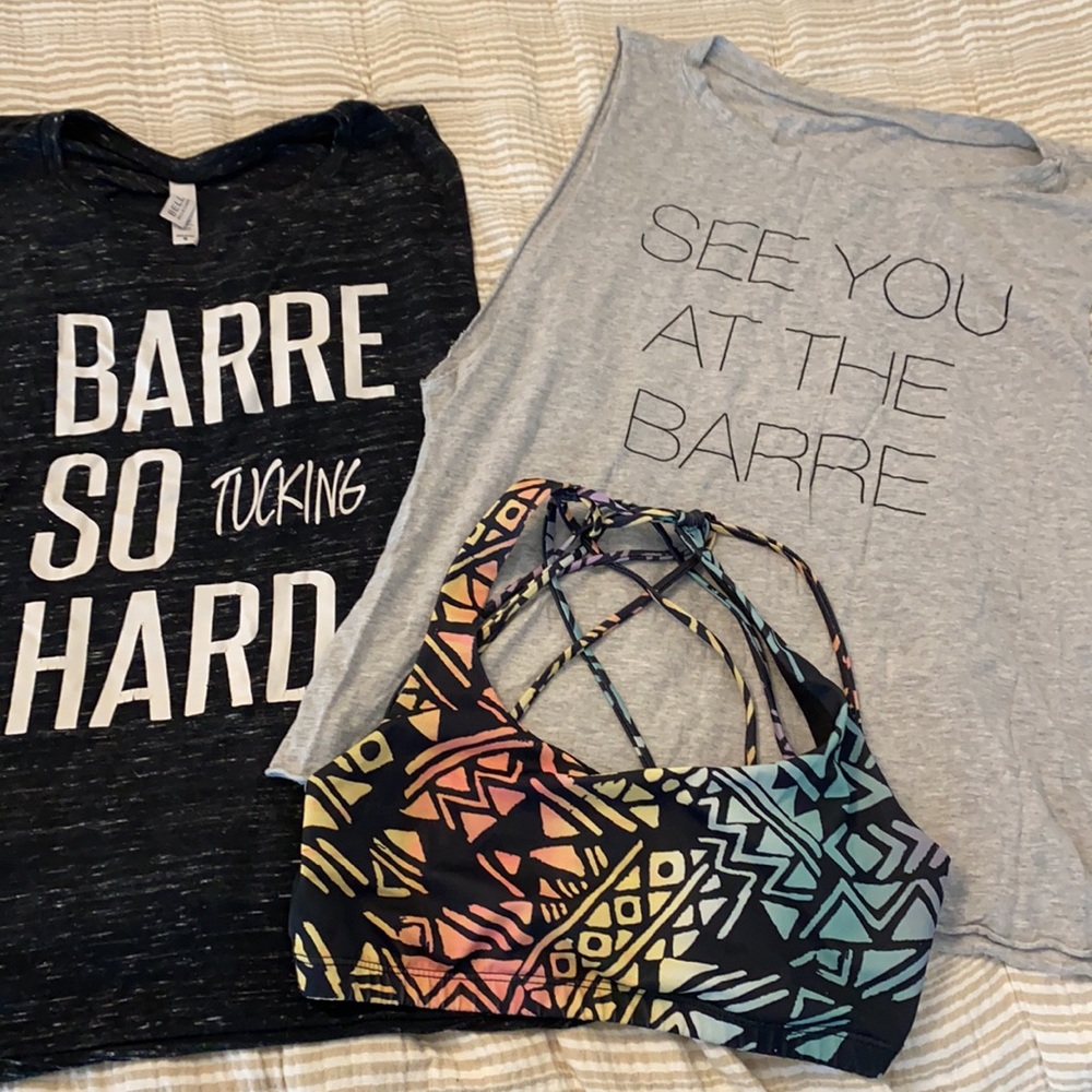 Good Condition Barre Shirts and Bra Size Medium